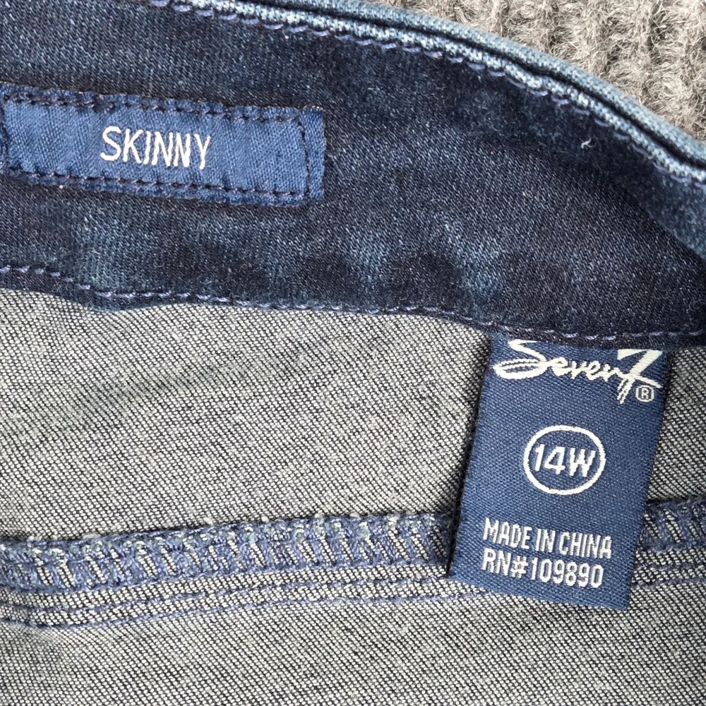 Seven7 Womens Skinny Jeans Clifton Blue Dark Wash Stretch Plus Size 14W SX1164QW